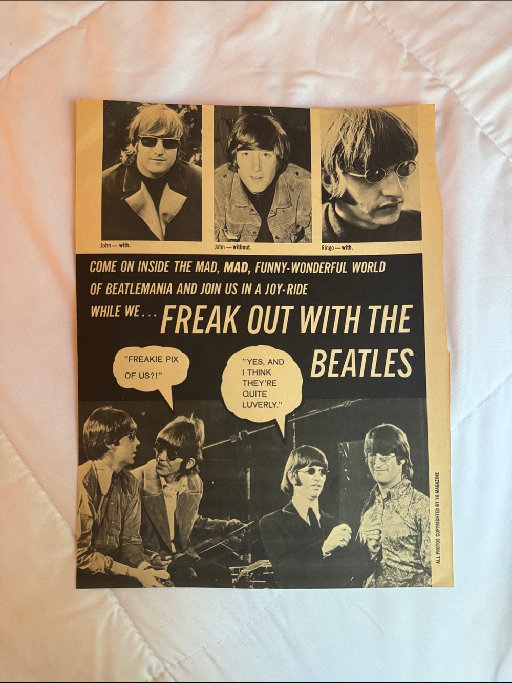 Vintage 1966 16 Magazine Page The Beatles The Beatles Retro Ephemera Art